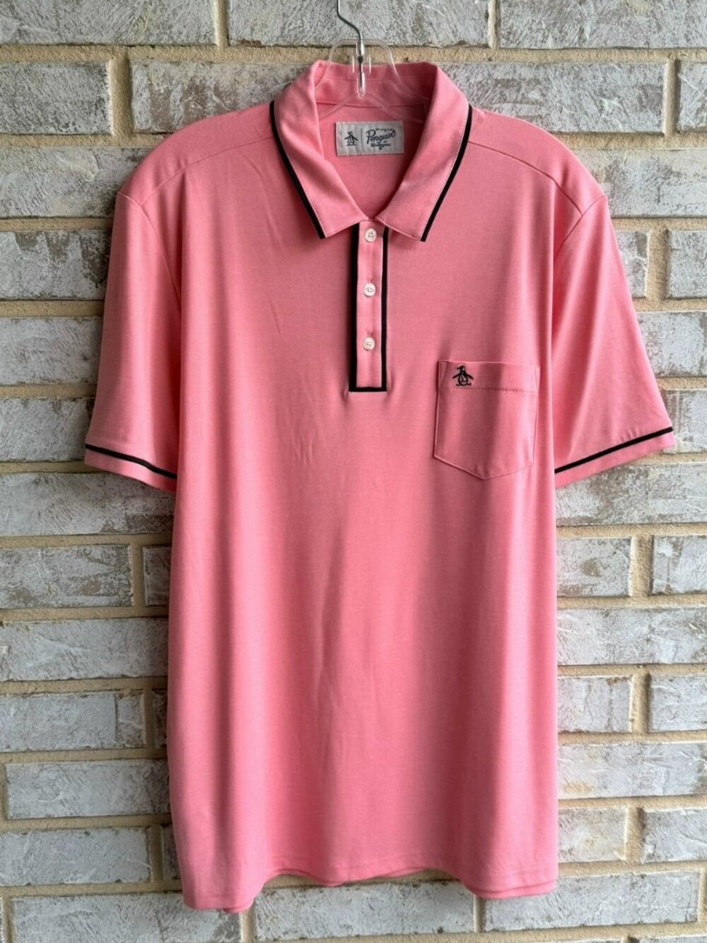 Penquin Original Short Sleeve Collared Peach Pink Polo Shirt Men's Size L
